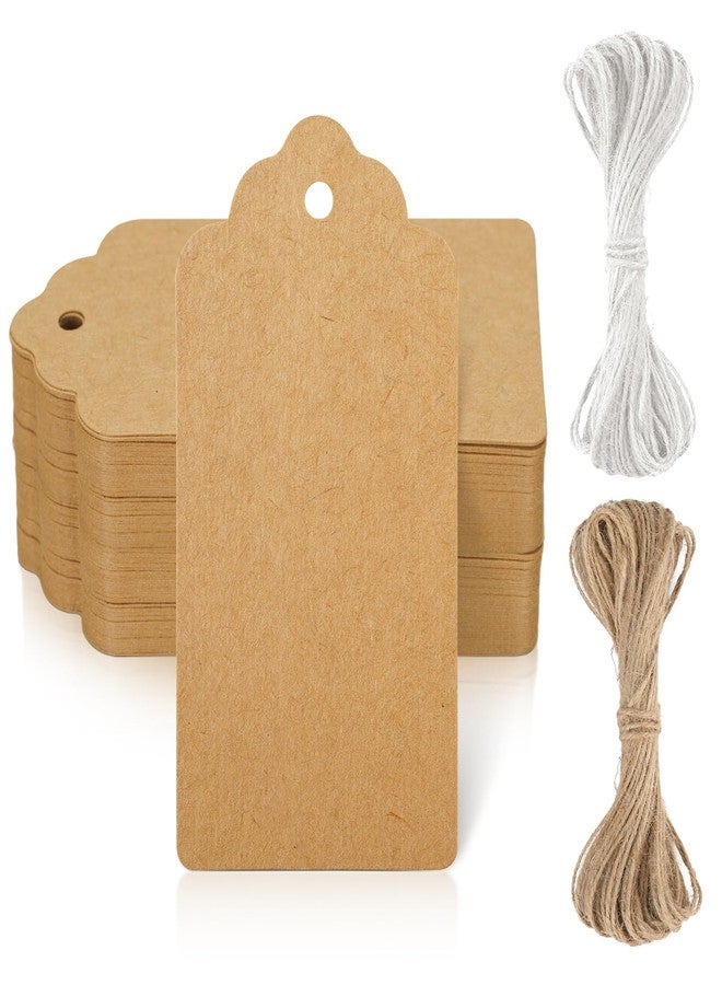 KINGLAKE Kraft Paper Gift Tags 2X4 Inch With String - 50 Pcs Brown Price Tags for Christmas Presents, Holiday Bags, Wrapping Crafts - Image 1